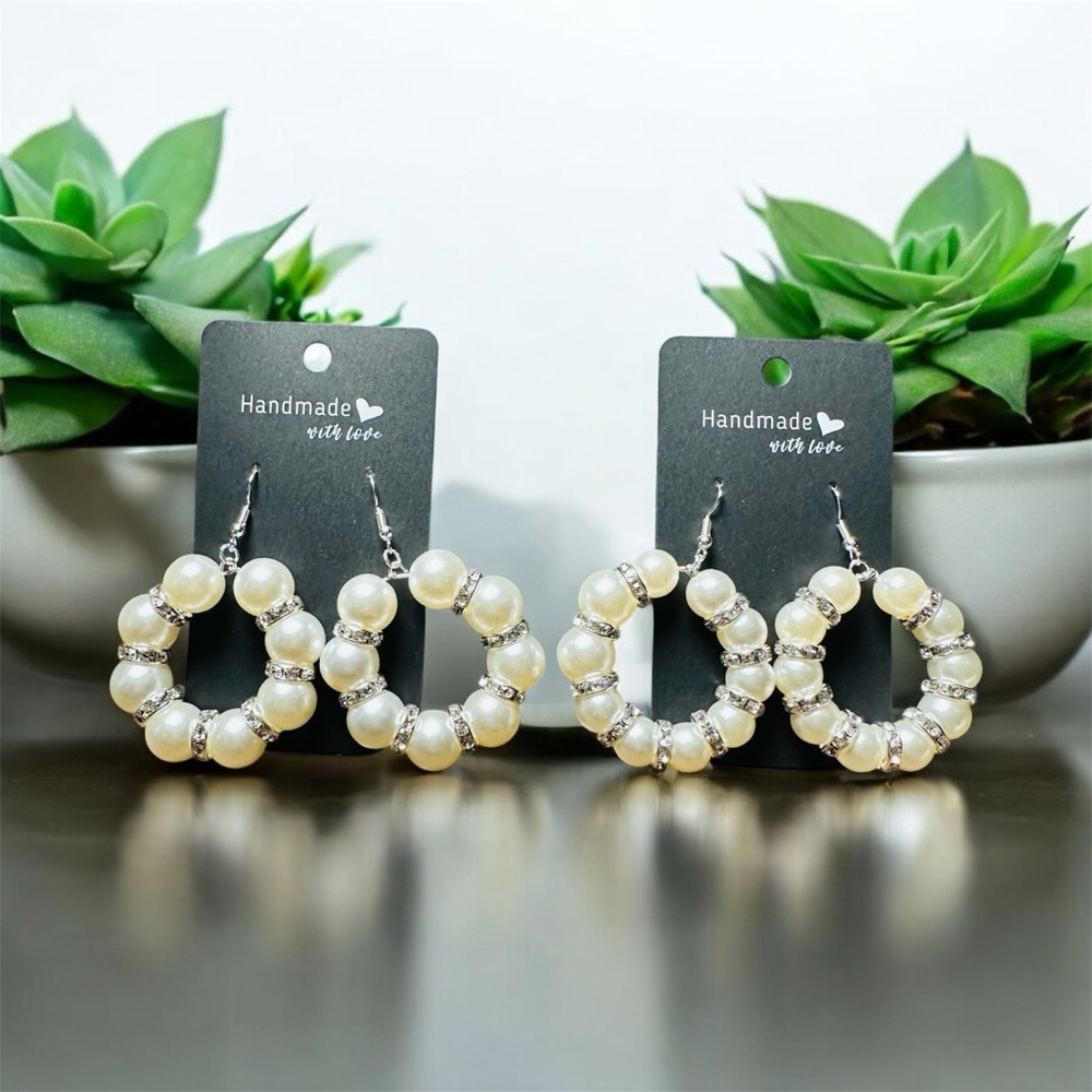 2 Sets Pearl Hoop Earrings